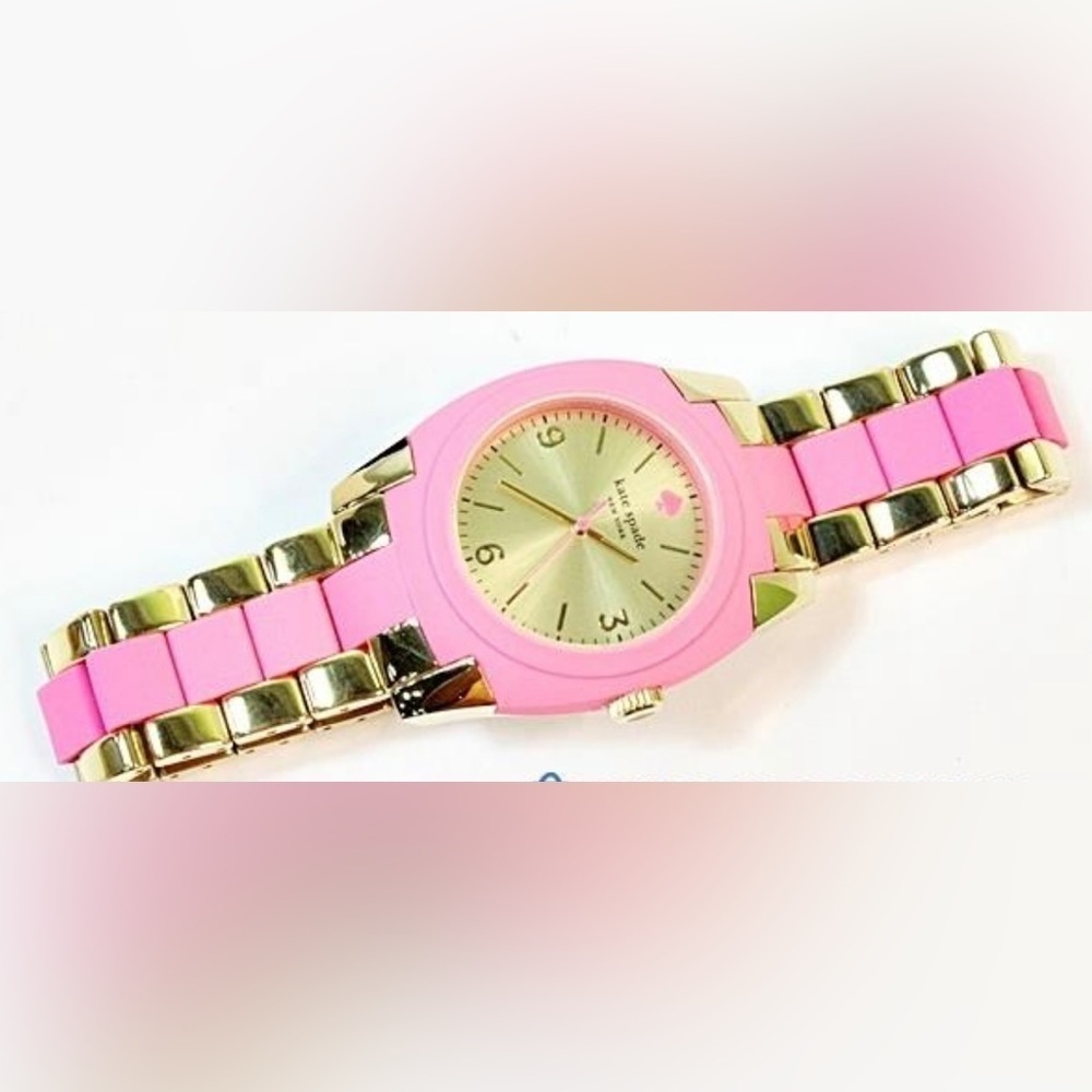 KATE SPADE Skyline “Live Colorful" Pink and Gold Plated Water-Resistant …​​​​​